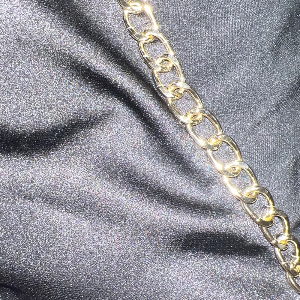 Boston Proper Black Satin Camisole with Gold Chain Neck line - Picture 4 of 9